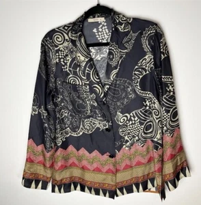 ETRO silk Paisley Button Down Shirt Colorful Sz 44 Made In Italy Women’s - Picture 1 of 9