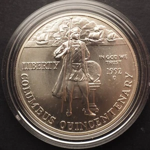 1992 D COLUMBUS UNCIRULATED Commemorative Silver Dollar **** CC272 - Picture 1 of 2