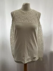 Superdry Women's White Cotton Cold Shoulder Lace Blouse XXS - Picture 1 of 12