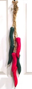 Chili Pepper Ristra Southwest Christmas Red & Green 25" Ceramic Jute - Picture 1 of 5