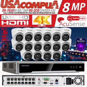 Hikvision 16CH 8MP POE Smart Ligth Security Camera System DS-2CD1343G2-LIU Lot - Picture 1 of 20