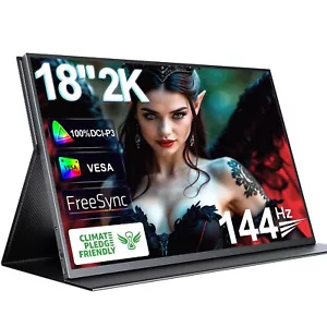 18" 144Hz 2560x1600 2K Portable Monitor Type-C HDMI LCD Display Gaming Screen - Picture 1 of 7