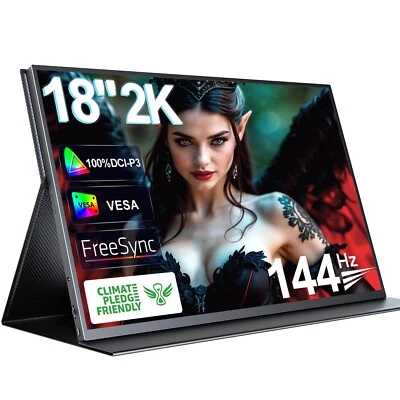 18" Portable Monitor 2K 144Hz Gaming Monitor Screen for PC Laptop PS4/5 Xbox - Image 1 of 4