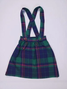 Vintage Russie 80s Tartan Plaid Purple Pink Jumper Skirt Toddler 2T 3T - Picture 1 of 12