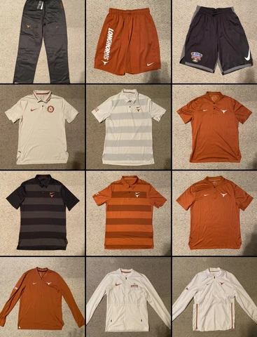 12 Nike Texas Longhorns University Shirts Sleeve Dri Fit Polo Medium Long Pants Cover