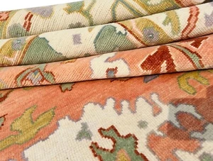 Hand Knotted Rug Modern Oushak Orange Wool Handmade Area Rug 6x9 8x10 9x12 10x14 - Picture 1 of 13