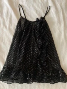 Victoria’s Secret Baby-Puppen-Nachthemd schwarz mit Glitzer & Rüschen Gr. S/P transparent - Bild 1 von 4
