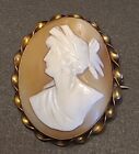 Antique 10K Cameo Yellow Gold Pin Brooch Carved