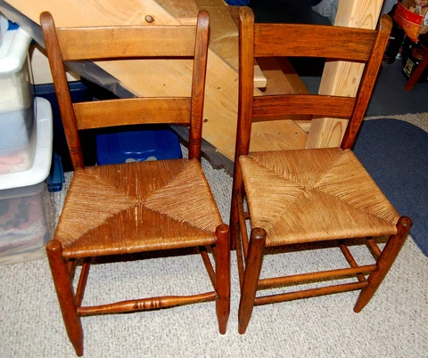 Antique Shaker Oak Ladderback Country Farmhouse Rush Seat Dining Chair Cover