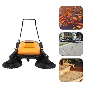 41'' Walk-Behind Sweeper Hand Push Sweeper Pavement Street Sweeping Cleaner New - Picture 1 of 12
