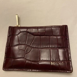 Aspinal of London Moc Croc Zip Leather Purse Burgundy Mum Gift - Picture 1 of 6