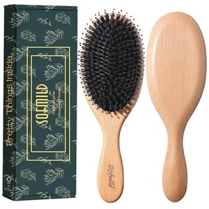 Hair Brush-Boar Bristle Hair Brushes for Women Men and Kids, Boar and Nylon Bris - Picture 1 of 8