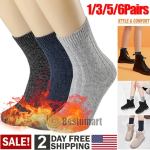 3-6 Paar Damen Winter strapazierfähig warm Thermo Merino Lammwolle Stiefel Socken - Bild 1 von 20