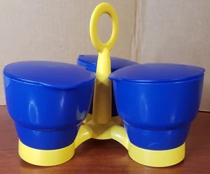 Tupperware 3 Gewürzbehälter blau gelb 3837A-1 OHNE LÖFFEL - Bild 1 von 6