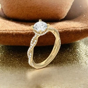 Cushion Cut Diamond Wedding Ring 14k Yellow Gold 2.40 Ct IGI Lab Created - Picture 1 of 8