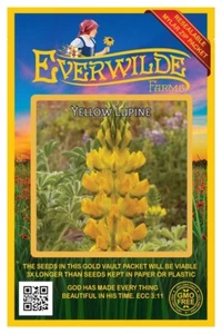 50 Yellow Lupine Wildflower Seeds - Everwilde Farms Mylar Seed Packet - Picture 1 of 3