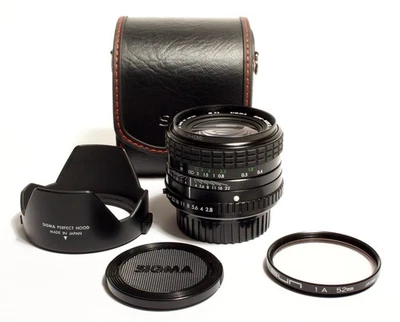 Sigma F2.8/28mm Mini Wide II Lens + Filter + Caps + Hood & Case - Pentax K Mount - Image 1 of 4