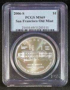 2006 S San Francisco Old Mint Commemorative PCGS MS69 Silver Dollar Coin - Picture 1 of 2