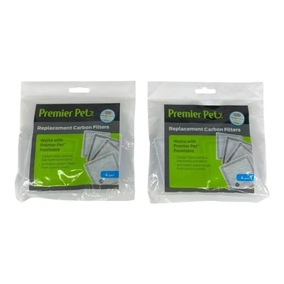 Premier Pet Replacement Carbon Filters for Dog Cat Fountains 4 Filters Lot of 2 - Image 1 of 3