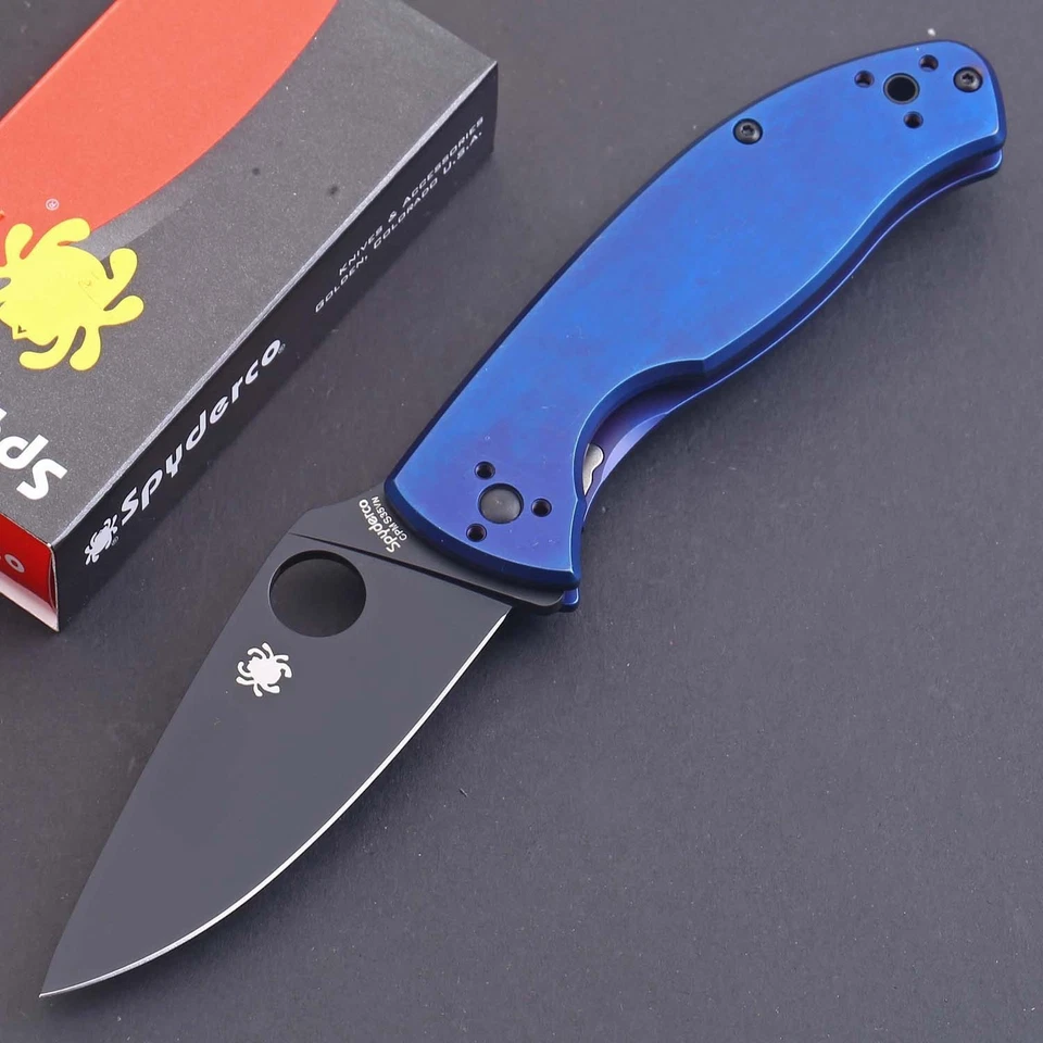 Blue Titanium Handle High Quality Frame Lock Combat Tactical Pocket Knife Knives - Image 1 of 4