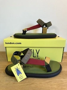 Fly London OLIE072FLY Damen-Sandale T-Riemen Multi armeegrün UK 4 - Bild 1 von 6