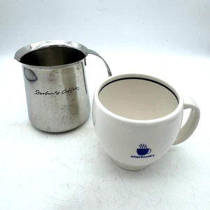 2003 Starbucks Barista Becher mit Edelstahl Aufschäumkanne Kaffeetasse Set - Bild 1 von 3