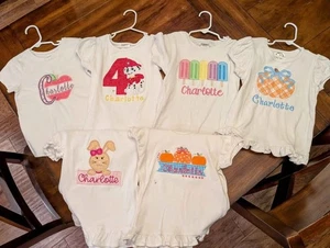 LOT OF 6 CHARLOTTE MONOGRAM EMBROIDERED SHIRTS GIRLS SIZE 5 - Picture 1 of 1