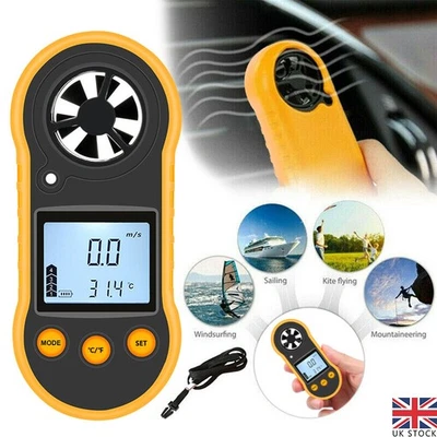 Portable Digital Anemometer Handheld Wind Speed Air Flow Meter LCD Wind Tester - Image 1 of 4