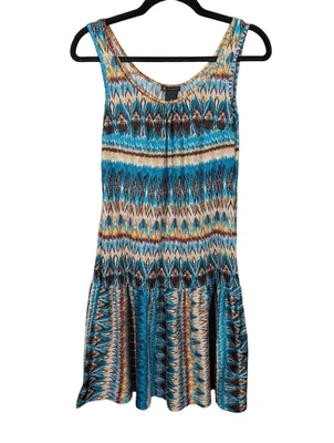 New Directions Abstract Sleeveless Pleated Striped Watercolor Women's 8 - Image 1 of 4