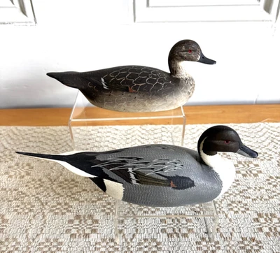 PAR de iscas miniaturas Ken Harris Pintail Drake & Hen Duck - Imagem 1 de 4