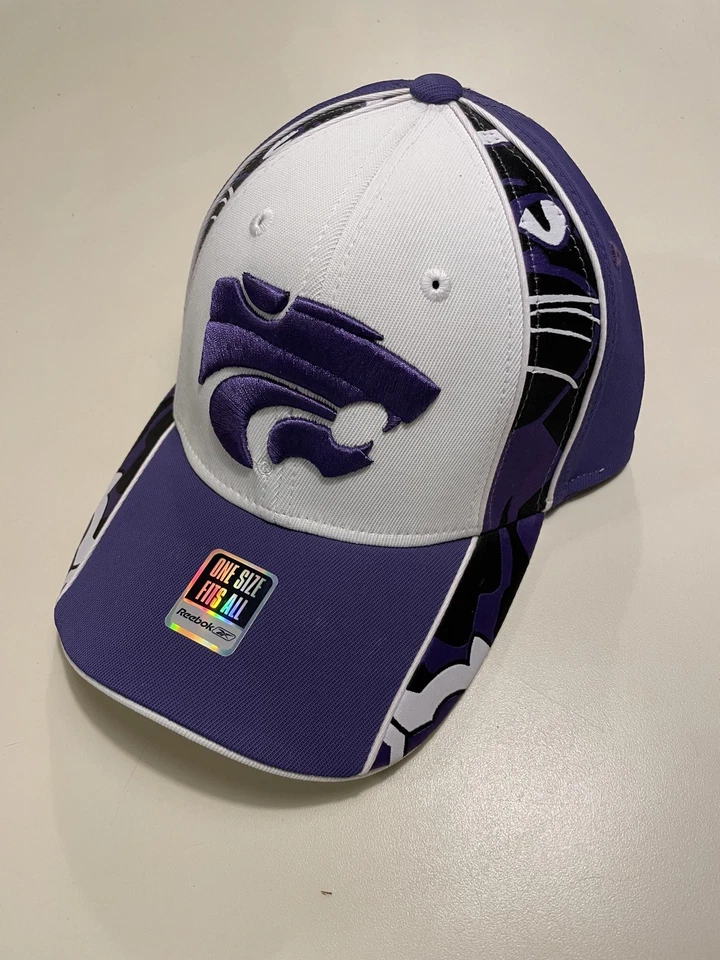 Rebook Embroidered Kansas State Wildcats Hat Mens OSFA NWT Purple/White - Image 1 of 4