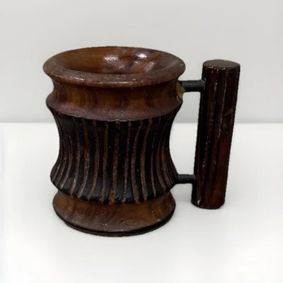 Jarra de madera miniatura hecha a mano vintage de Sri Lanka Foto 1 de 4