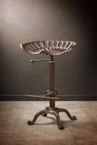 Cast Iron Bar Stool Industrial Home Decor Swivel Chair Adjustable Tractor Seat - Picture 1 of 24