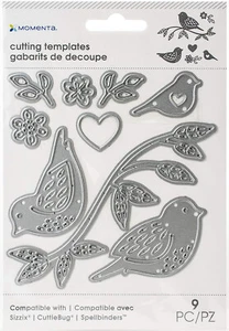 Plantilla de corte de hoja flor de corazón Momenta Birds on a Branch muere ¡Rara! Jubilado! - Imagen 1 de 1