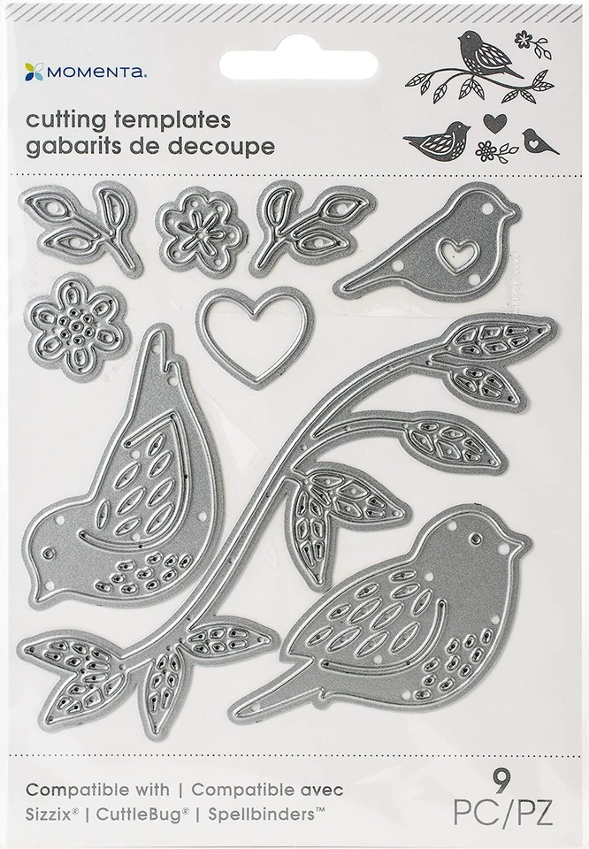 Momenta Birds on a Branch Dies Heart Flower Leaf Cutting Template Rare! Retired!