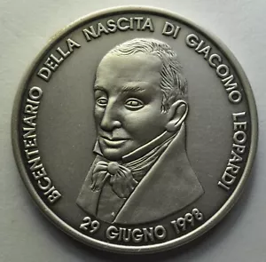Giacomo LEOPARDI Silver .925 Memorial Medal - Picture 1 of 2