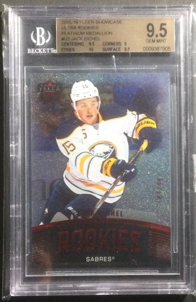 2015 Fleer Showcase Jack Eichel Platinum Medallion Ultra Rookie /99 (RC) BGS 9.5 - Image 1 of 2