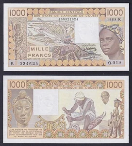 Banknote West African States Senegal 1000 FRANCS 1988 P.-707Ka FDS-/UNC- - Picture 1 of 1