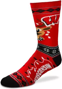 Wisconsin Badgers Holiday Weihnachten Pullover Streifen Rentier Deuce Crew-Socken - Bild 1 von 1