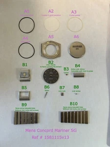 Reloj Concord Mariner SG parte caja movimiento cristal 18mm eslabón corona vástago esfera 2 - Imagen 1 de 10
