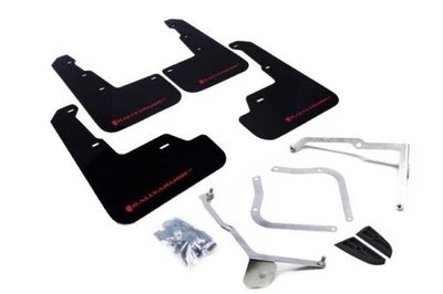 RALLY ARMOR UR BLACK MUD FLAPS FOR 2015+ SUBARU WRX & STI 4DR SEDAN w/ RED LOGO - Image 1 of 2