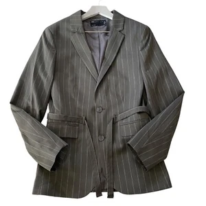 ASOS Design Women’s Pinstripes Belted Career Blazer Size 8 | U.S 36” Chest - Picture 1 of 12