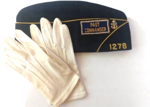VTG American Legion Past Commander Cap NY Navy Anchor Pin Gloves #1278 Post USA - Picture 1 of 9