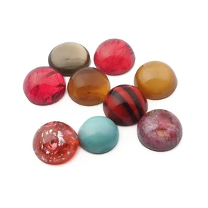 Lot (9) Czech vintage assorted round glass cabochons 11/12mm - Picture 1 of 2