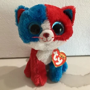 Ty FIRECRACKER Patriotic Cat Beanie Boo -Cracker Barrel Retired Exclusive 6” NEW - Picture 1 of 5