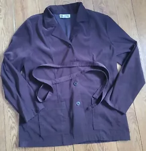 Briggs Jacket Blazer Women's Size L Brown 4 Button Front, Belt - Picture 1 of 7