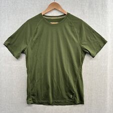 Smartwool Merino 150 Base Layer Shirt Mens Medium Green Striped Short Sleeve