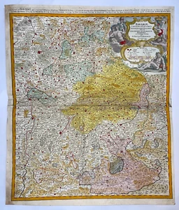 GERMANY BAVARIA  JB HOMANN 1710 LARGE ANTIQUE ENGRAVED MAP 18TH CENTURY - Picture 1 of 13