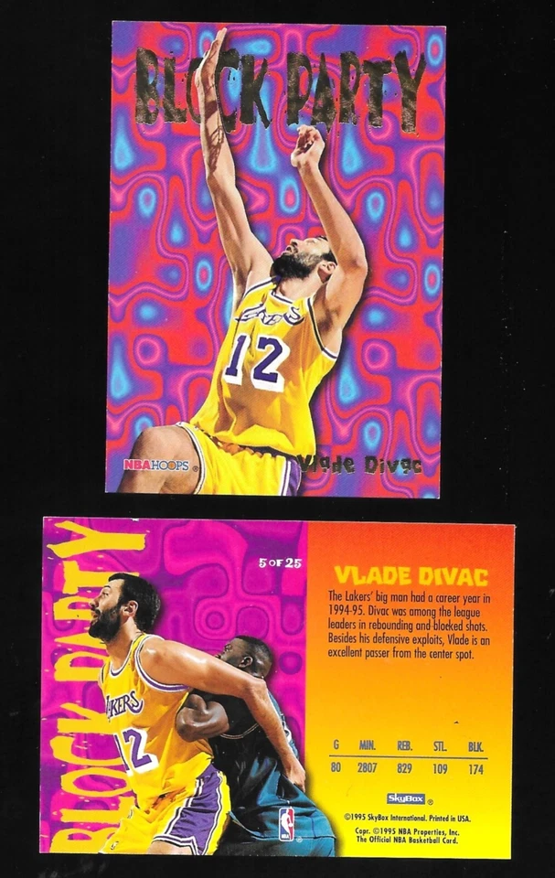 1995 SkyBox Block Party Vlade Divac #5 Of 25 LAKERS  HOF - Image 1 of 1