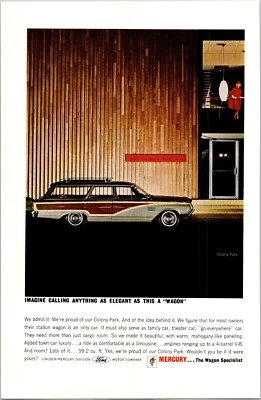 PRINT AD 1964 Mercury Colony Park Station Wagon Faux Mahogany Paneling 6.5 x 10 - Image 1 of 3